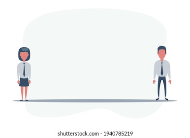 Man Versus Woman. Cartoon Vector Flat Design Illustration.