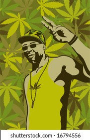 man and victory sign
