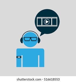 man video player technology wearable vector illustration eps 10