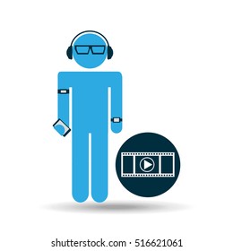 man video player technology wearable vector illustration eps 10