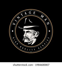 man vintage logo design. suitable for your brand company.