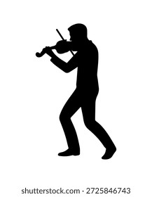 Hombre violinista silueta tocando música clásica en violín