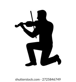 Hombre violinista silueta tocando música clásica en violín