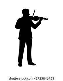 Hombre violinista silueta tocando música clásica en violín