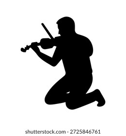 Hombre violinista silueta tocando música clásica en violín