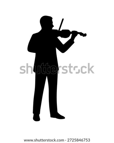 Man violinist silhouette playing classical music on violin