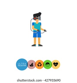 Man in virtual glasses flat icon