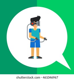 Man in virtual glasses flat icon