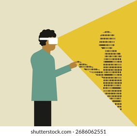 Man virtual reality binary technology illustration