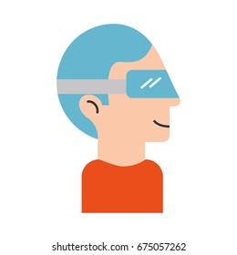 Man with virtual reality glasses