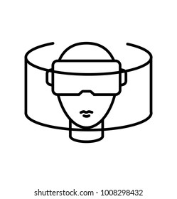 Man in a virtual reality glasses. 360 view panorama