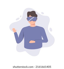 Man in virtual reality glasses. Virtual reality concept. Metaverse illustration.