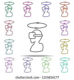 a man in virtual reality glasses icon. Elements of Virtual Reality in multi color style icons. Simple icon for websites, web design, mobile app, info graphics