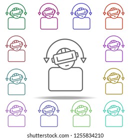 a man in virtual reality glasses icon. Elements of Virtual Reality in multi color style icons. Simple icon for websites, web design, mobile app, info graphics