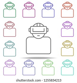 a man in virtual reality glasses icon. Elements of Virtual Reality in multi color style icons. Simple icon for websites, web design, mobile app, info graphics