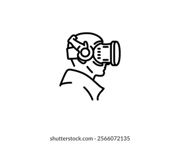 a man in virtual reality glasses icon. Element of virtual reality for mobile concept and web apps illustration. black line icon for website design and app development