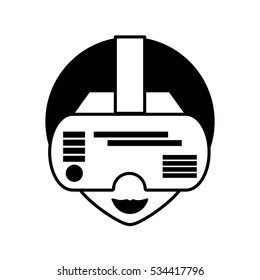 man virtual reality glasses technology outline vector illustration eps 10