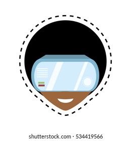 man virtual reality glasses technology design cut line vector illustration eps