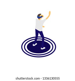 Man in virtual reality glasses vector graphics