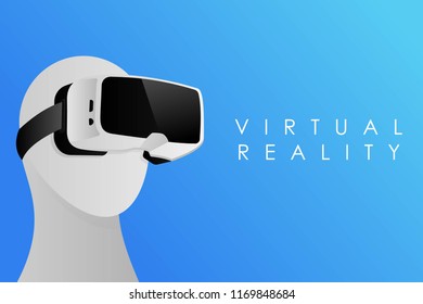 Man with virtual reality glasses. VR helmet. Vector illustration.