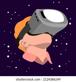 Man in virtual reality headset. The game. Vector illustration in a flat style.