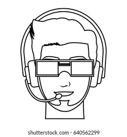 man in virtual reality headset. gaming cyber technologies. vr technology. cartoon virtual reality concept. vector illustration.