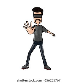 man in virtual reality headset gaming cyber technologies