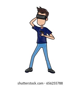 man in virtual reality headset gaming cyber technologies