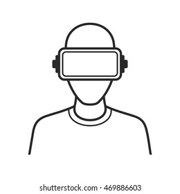 Man with Virtual Reality Headset Icon. Vector