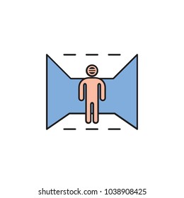 Man in virtual reality icon, cartoon style