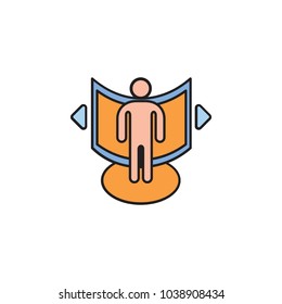 Man in virtual reality icon, cartoon style