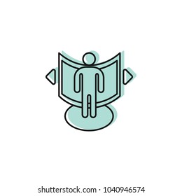 Man in virtual reality icon. Doodle illustration of Man in virtual reality space vector icon for web and advertising