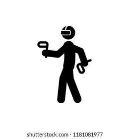 man virtual reality icon. Element of gamer icon for mobile concept and web apps. Glyph man virtual reality icon can be used for web and mobile on white bakgorund