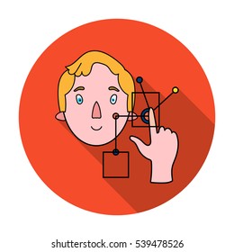 Man in the virtual reality icon in flat style isolated on white background. Virtual reality symbol stock vector illustration.