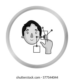 Man in the virtual reality icon in monochrome style isolated on white background. Virtual reality symbol stock vector illustration.