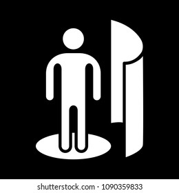 Man in virtual reality icon. Silhouette Man in virtual reality vector icon for web design isolated on black background