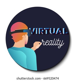Man in virtual reality. Vector illustration