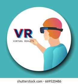 Man in virtual reality. Vector illustration