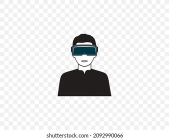 Man, virtual reality, vr icon. Vector illustration. Flat design.