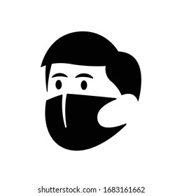 Man with virus protection mask icon vector