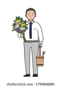 the man visit to a grave.