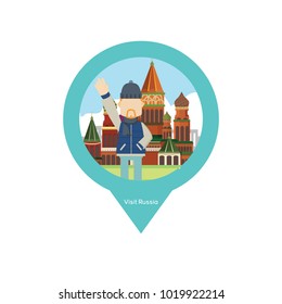 Man Visit Russia Pin Map