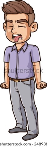 Man vividly expressing distaste vector illustration