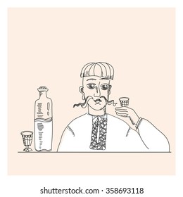 man and vodka vector illustration