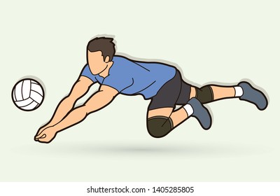 Man volleyball player action cartoon graphic vector