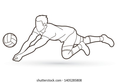 Man volleyball player action cartoon graphic vector