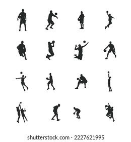 Man volleyball player silhouettes, Volleyball player man silhouettes collection