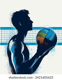 Man volleyball player silhouettes sports