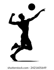 Man volleyball player silhouettes sports