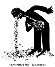 man vomiting silhouette
